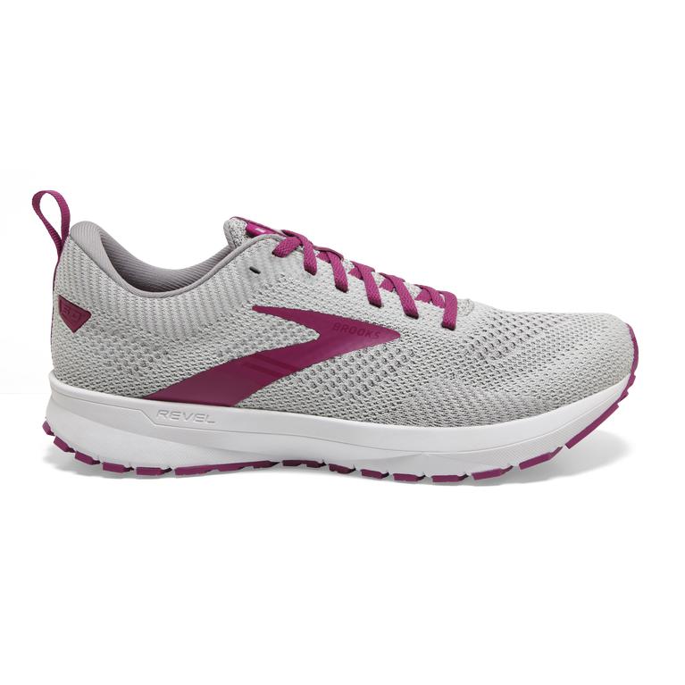 Brooks Women's Revel 5 Performance Road Running Shoes - Grey/White/Baton Rouge (FXLT50784)